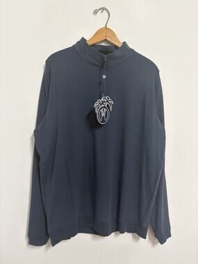 NWT USA Palm 1/4 Zip Pullover Heathered Ocean Blue Stretch Men’s Large